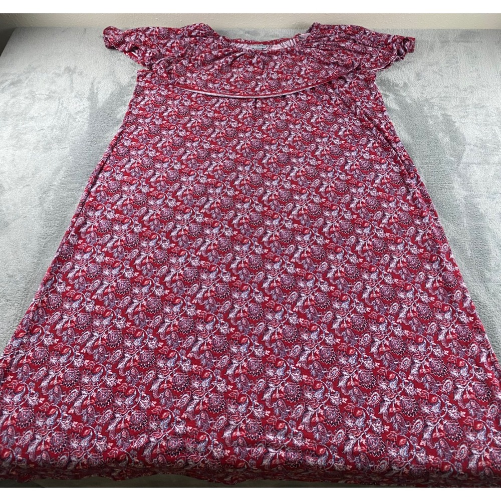 Catherines‎ Red Floral Paisley Ruffle Scoop Neck Nightgown 3X 08047